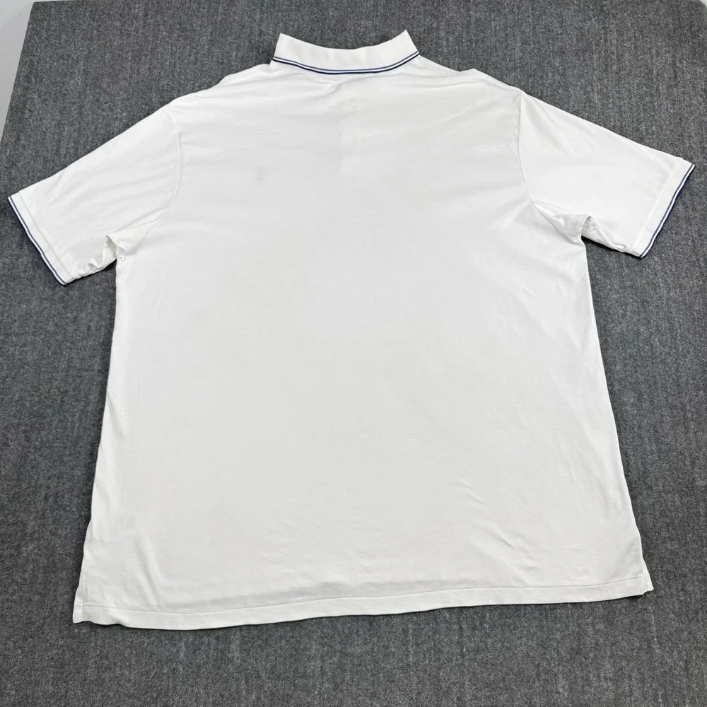 Polo Ralph Lauren Men's Polo Shirt 4XLT Big Tall White Navy Trim Pony